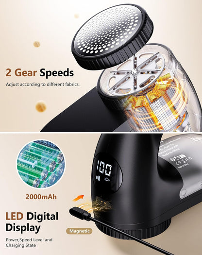 PKBD IPX6 Waterproof Washable Electric Fabric Shaver and Lint Remover, Rechargeable Sweater Defuzzer with 3 Free Extra Blades, Quickly and Effectively Remove Fluff, Fuzz, Bobbles for Clothes, White