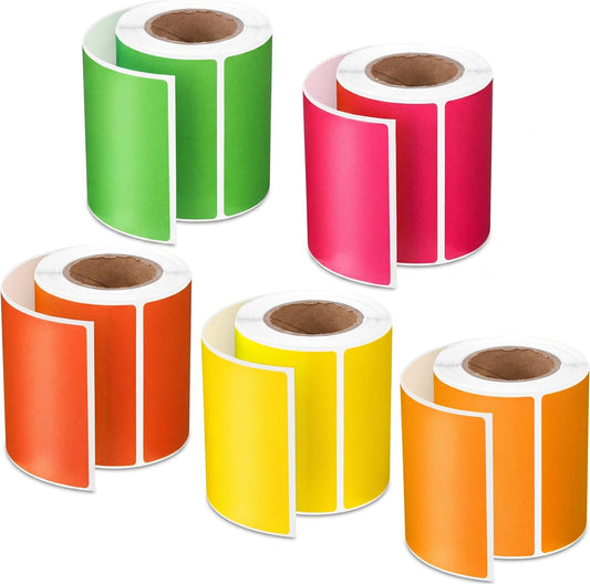 Outus 500 Pieces Rectangle Color Coding Labels 2 x 3 Inch Colored Sticker Labels Roll Fluorescent Removable Inventory Stickers for Boxes Folders Office Classroom Warehouse (Fluorescent Color)