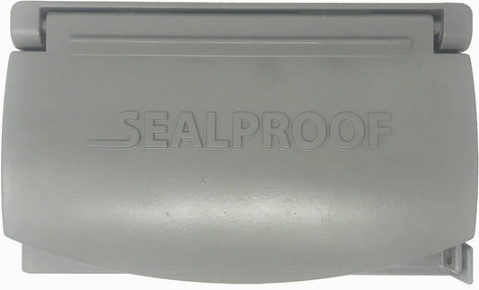 Sealproof 1-Gang Horizontal Weatherproof Outdoor Metal Flat Outlet Cover, Single Gang Electrical Power Receptacle Protector, UL Listed, 4-in1