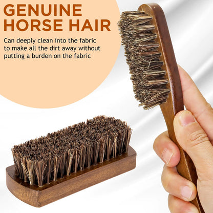 TAKAVU Laundry Brush Set, Soft Boar Bristle, Gentle on Delicate Fabrics | Stain Scrub Brush for Clothes, Upholstery, Delicate Knits, Cotton & Linen, Washable Spot & Garment Care Cleaner