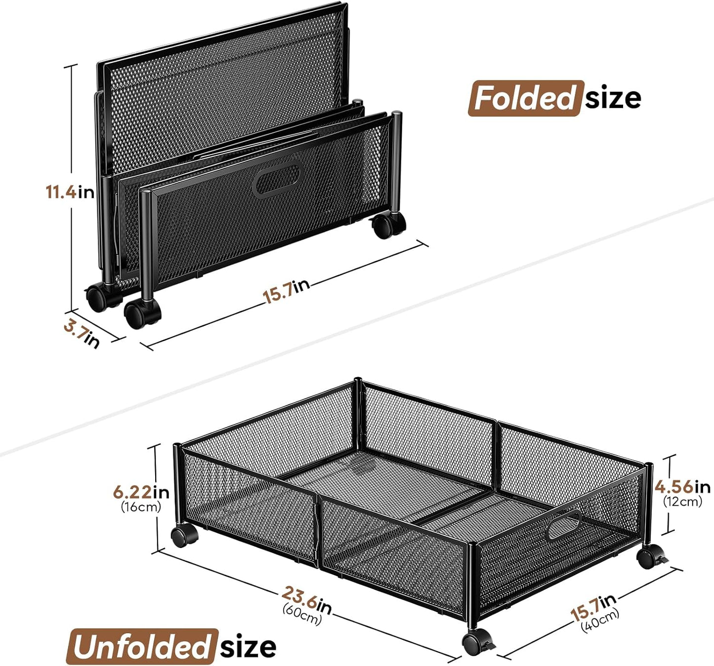 Under Bed Storage, Under the Bed Storage Containers with Wheels, Under Bed Shoe Storage Organizer Drawer for Bedroom Clothes Shoes Blankets -2Pack