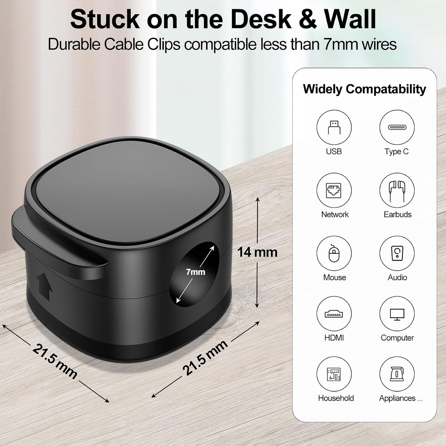 12 Pack,Magnetic Cable Clips & Silicon Cable Ties,[Cable Smooth Adjustable Under Desk Organizer],Cable Management,Cord Holder-Desk Stand Cable Organizer Holding,Adhesive for Home Cable Keeper
