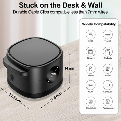 12 Pack,Magnetic Cable Clips & Silicon Cable Ties,[Cable Smooth Adjustable Under Desk Organizer],Cable Management,Cord Holder-Desk Stand Cable Organizer Holding,Adhesive for Home Cable Keeper