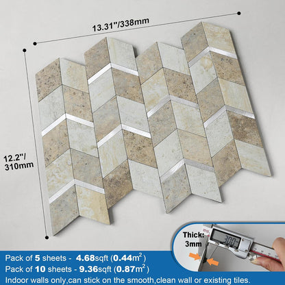 MOFIT Peel and Stick Backsplash for Kitchen,3D Wall Panel Peel and Stick Tile Self Adhesive Backsplash for Bathroom Tile Stickers Diamond (5Sheets,Blue Green Gray)
