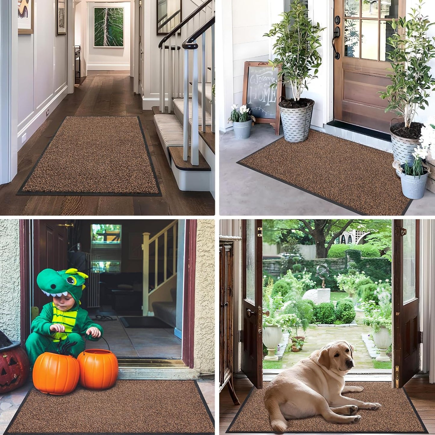 Mibao Front Door Mat, Dirt Trapper Welcome Mat for Outdoor Indoor, Non-Slip Waterproof Doormat, Durable Machine Washable Low Profile Entry Rug for Back Door Outside Patio Porch, 29.5" x 17", Grey