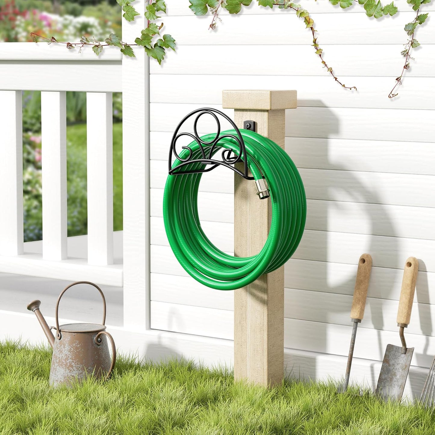 Metal Garden Hose Holder - Wall Mounted Water Hose Holder - Hose Hanger Heavy Duty for Water Hose Extension Cords Vacuum Hose bronze