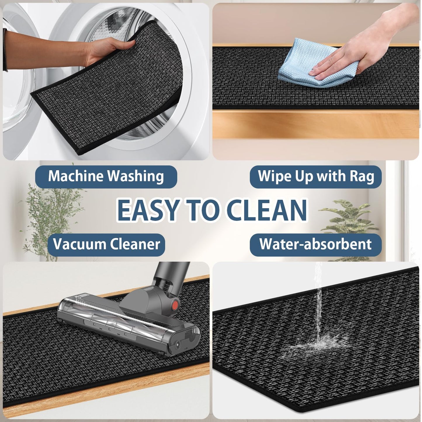 Peel and Stick Carpet Stair Treads for Wooden Steps Set of 15, Non Slip Adhesive Jute Stair Mats Indoor, Rubber Backing Safety Step Pads Mats, Grey, 8"x30"