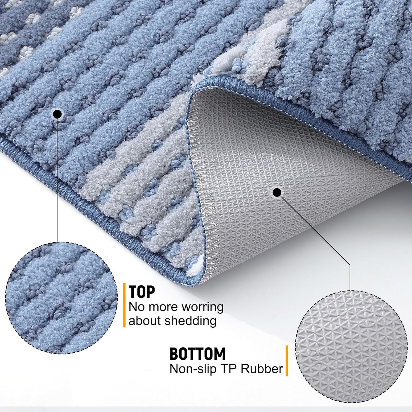 Kitinjoy Indoor Outdoor Door Mat, 32x20 Non-Slip Absorbent Dirt Trapper, Low-Profile Washable Inside Entrance Front Floor Mat, Sturdy Soft Entry Doormats for Entryway, Grey