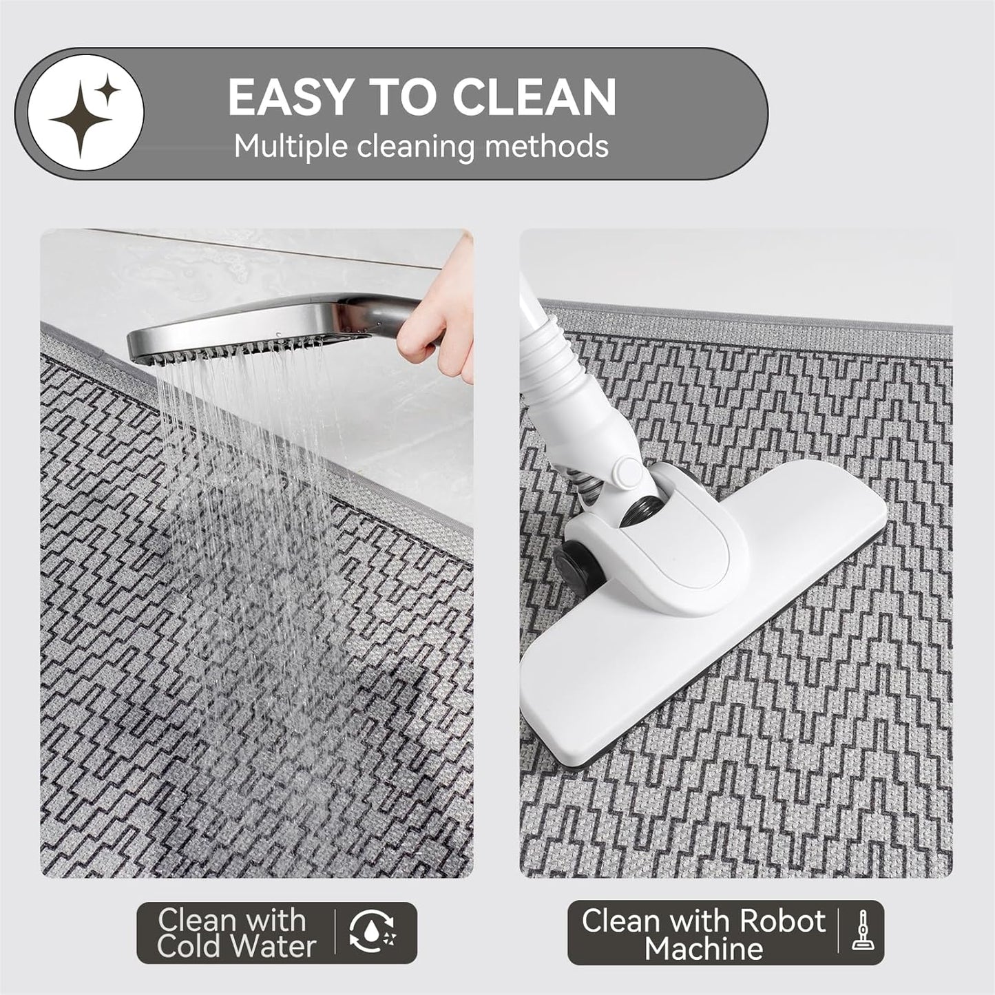 YDKGL Ultra Thin Bathroom Rugs Mat Quick Dry Absorbent Non Slip Bath Mat Bath Mats for Bathtub Mat Bathroom Carpet Fit Under Door Washable Floor Rubber Half Round Bath Rugs Grey 16x24