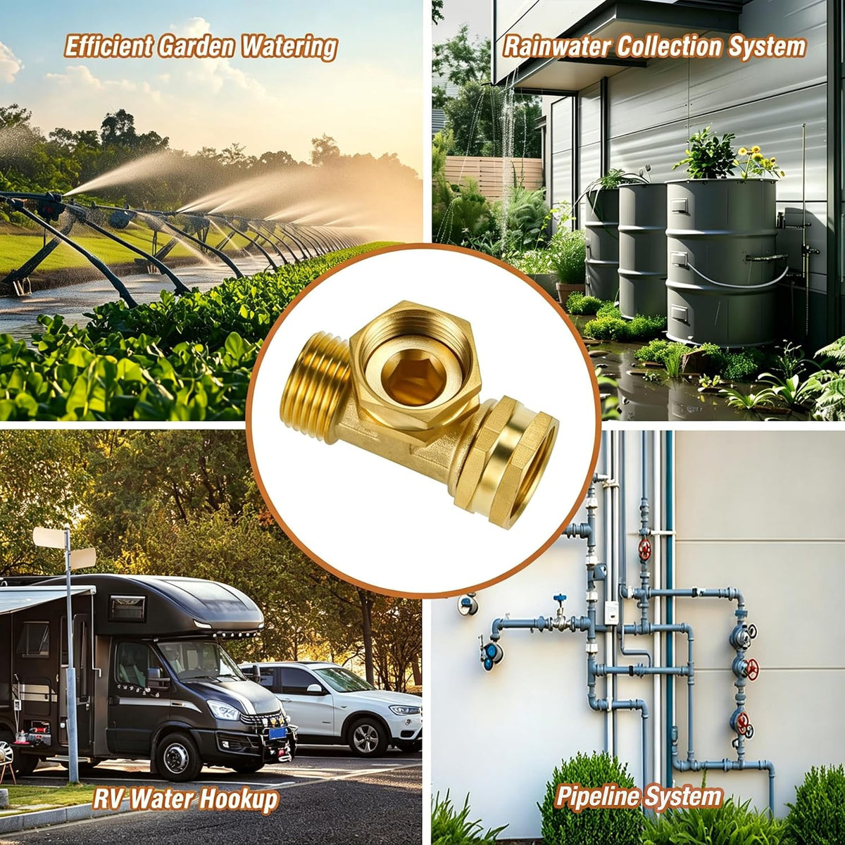 GHT 3/4 Hose Splitter 2 Way, Brass Hose Y for Outdoor Spigot | for garden hoses, sprinklers, drip irrigation and patios, good sealing performance, sturdy, leakproof, full flow port