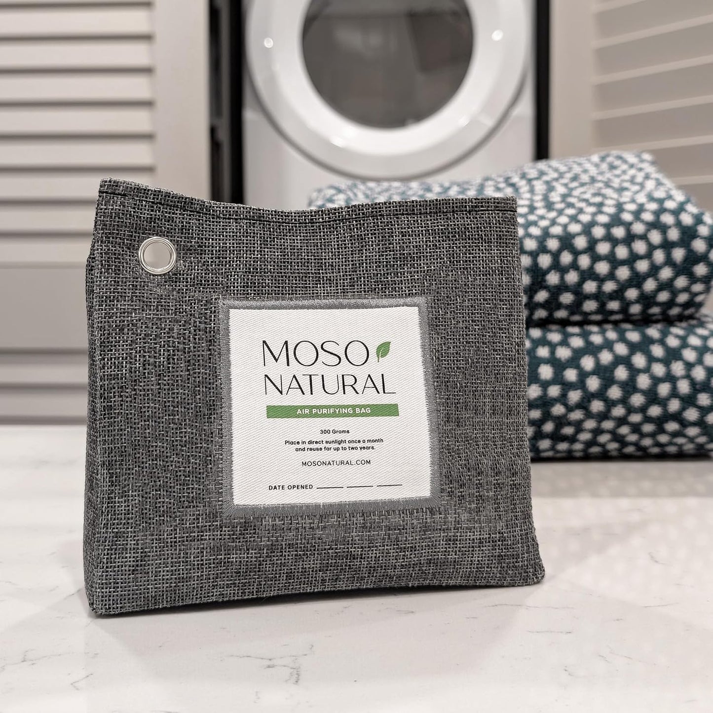 Moso Natural Air Purifying Bag 300g (2 Pack) Premium Charcoal Odor Absorber & Deodorizer for Closets, Bathrooms & Small Spaces — Lasts 2 Years, Pet Odor Eliminator for Home, Unscented Bamboo Charcoal