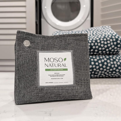 Moso Natural Air Purifying Bag 300g (2 Pack) Premium Charcoal Odor Absorber & Deodorizer for Closets, Bathrooms & Small Spaces — Lasts 2 Years, Pet Odor Eliminator for Home, Unscented Bamboo Charcoal