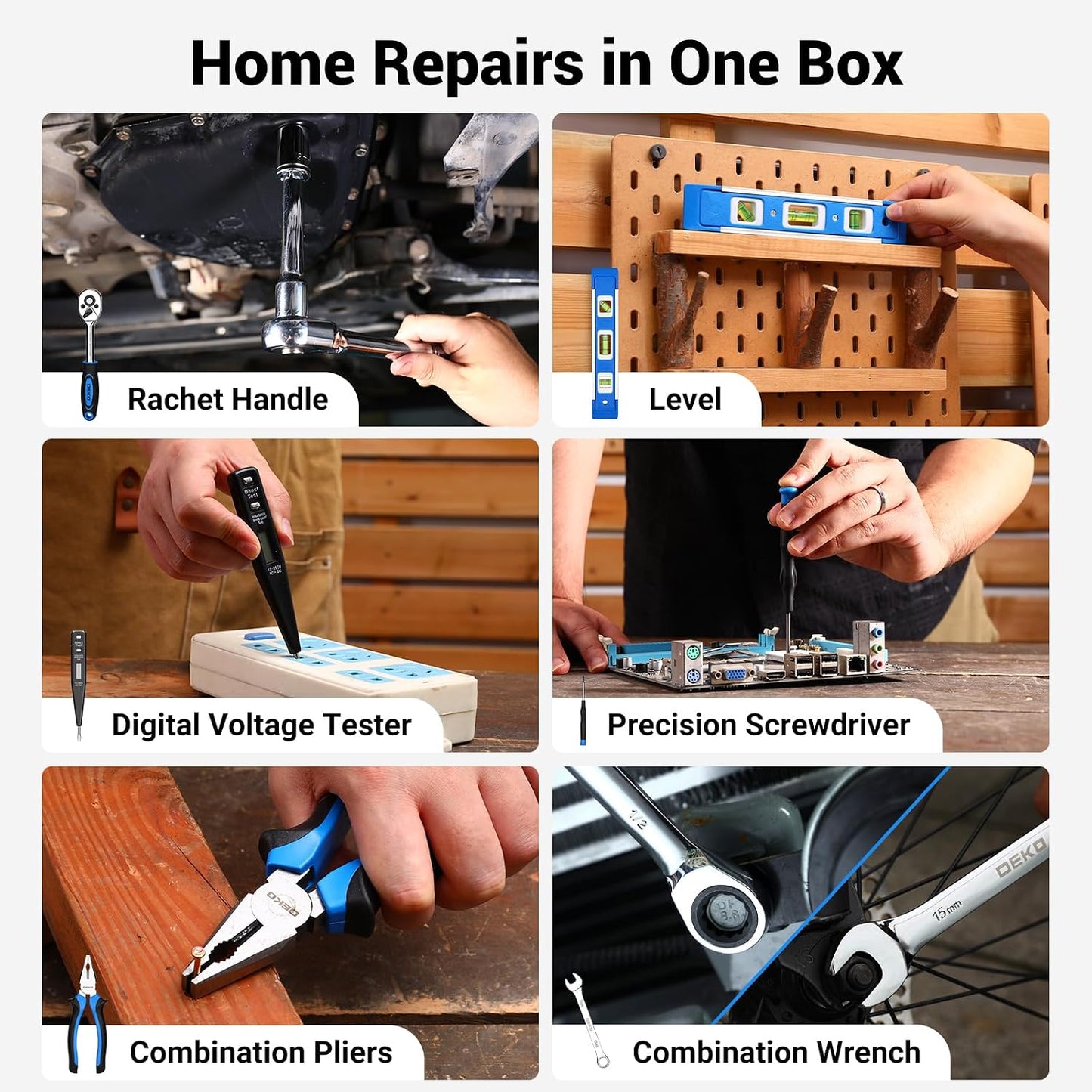 Pink Tool Kit Box Drill Set：DEKOPRO Home Mechanic Toolbox with 12V Power Cordless Drill Hand Repair Tools Sets Combo Kits Storage Organizer Drawer Case for Men & Women