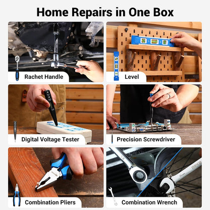 Pink Tool Kit Box Drill Set：DEKOPRO Home Mechanic Toolbox with 12V Power Cordless Drill Hand Repair Tools Sets Combo Kits Storage Organizer Drawer Case for Men & Women