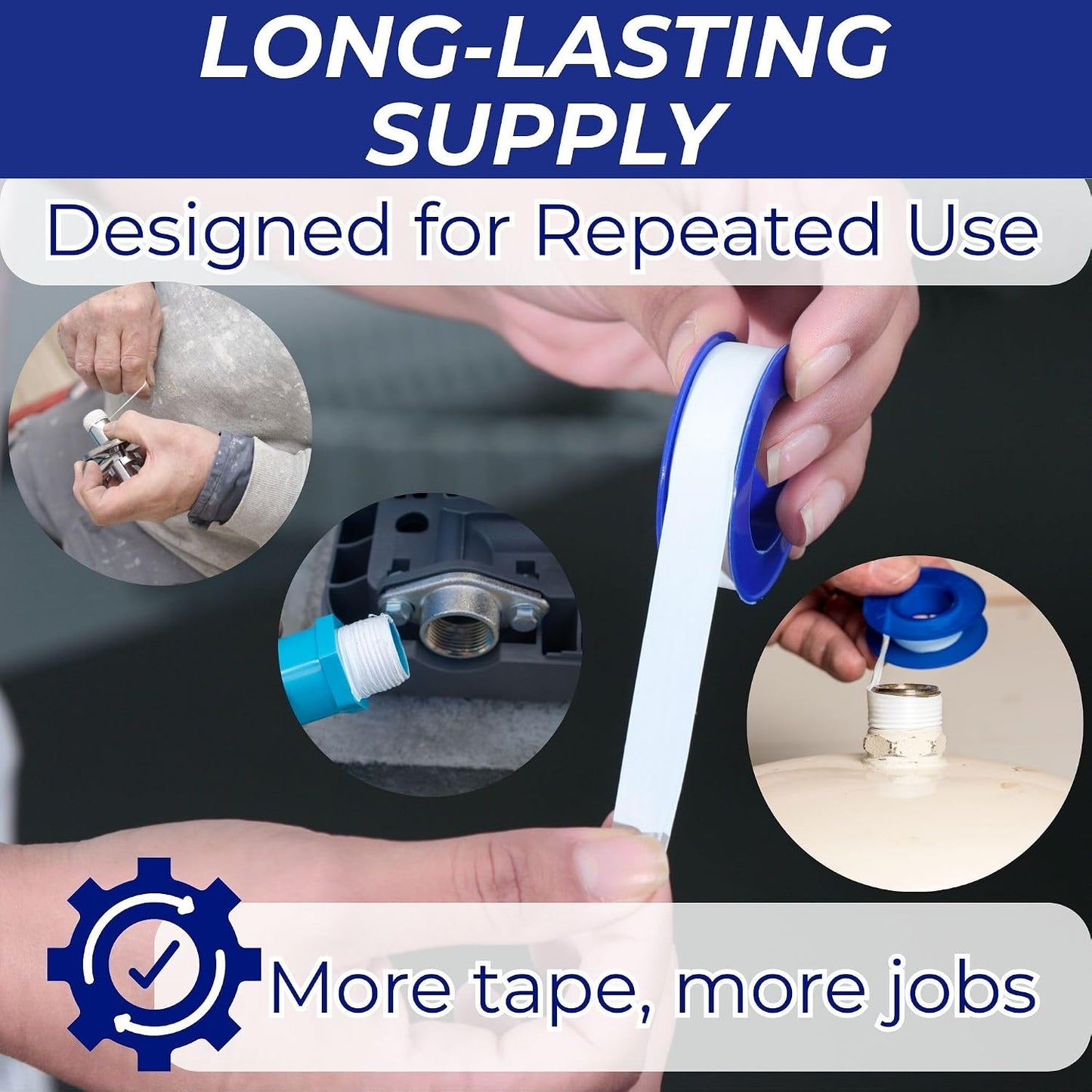 Ganador 1/2in(W) x 315in(L) Thread Tape 4 Rolls, Thread Sealant PTFE Teflon Plumbers Tape for Pool and Spa Fittings, Pipe Sealing and General Plumbing