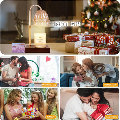 Candle Warmer Lamp with 3 Bulbs, Adjustable Height Dimmable Candle Warmer with Timer, Candle Lamp with Charming Gift Box Ribbon,Birthday Gifts for Women Mom, House Warming Gifts New Home Decor