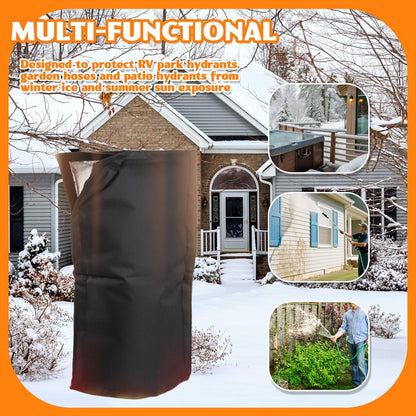 Outdoor Faucet Cover for RV Park & Yard Hydrant, 25”H x 13.5”W Long Faucet Socks Insulated Pipe Hose, Freeze and Heat Protector for Winter & Summer for Garden, Lawn, and Sprinkler Systems