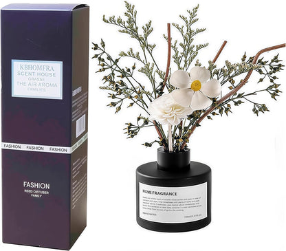 Reed Diffuser Set with Dried Flowers, 3.38fl.oz Fragrance Diffuser with Sticks, Scented Sticks Aroma Diffuser, Home & Office Décor for Air Fresheners, Bathroom (Jasmine Tea)