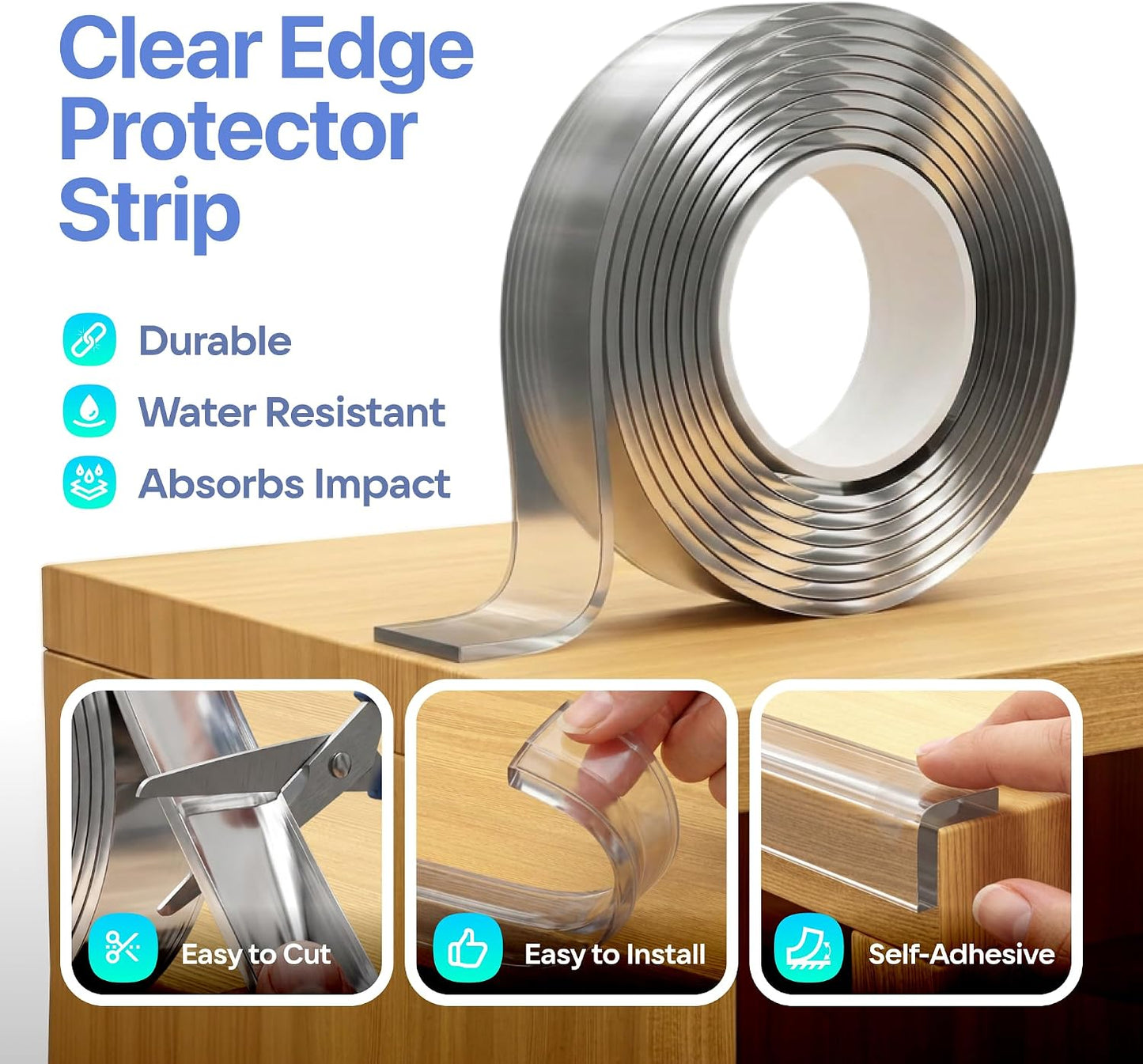16ft Heavy Duty Desk Edge Protector & Corner Protectors - Baby Proofing Guards for Sharp Furniture Corners, Tables & Cabinets - Child Safety Essentials for Home & Nursery