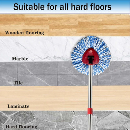 Spin Mop Replace Heads for O Cedar Rinse Clean 2 Tank System, Spin Mop Replacement Head 2 Microfiber Mop Refills, 1 Triangle Head Cover and 30-58in Handle 1 1Scrub Brush