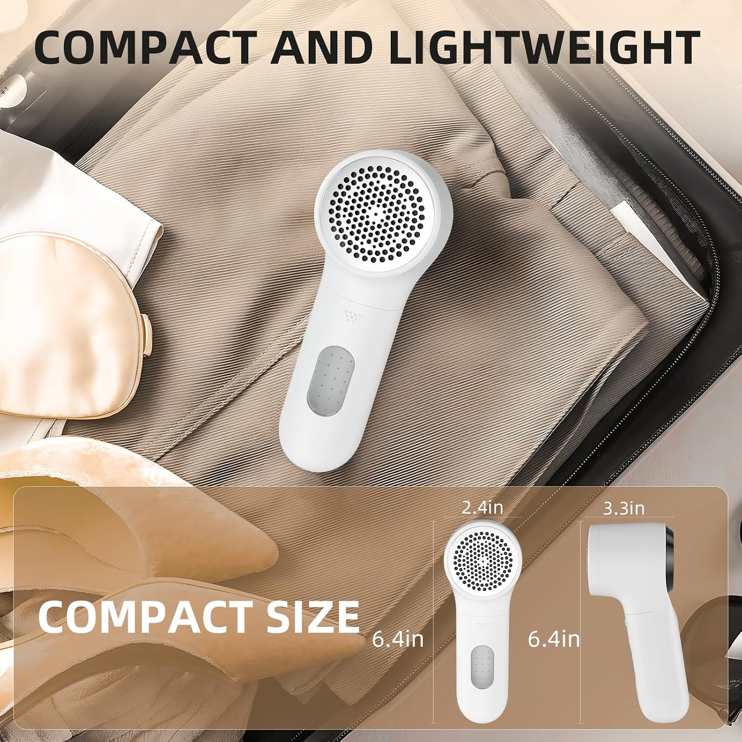 Buywoo Fabric Shaver, Electric Lint Remover, Rechargeable Lint Shaver, Household Essentials for Clothes, Upholstery, Furniture, Sweater Defuzzer to Remove Pilling, Battery Operated, Black