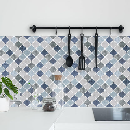 Arabesque Peel and Stick Backsplash for Kitchen, Thicker Design 3D Self Adhesive Wall Tiles, 12"x12" Peel and Stick Wall Tiles, Dark Grey 10-Sheet Stick on Tiles for Kitchen and Bathroom.
