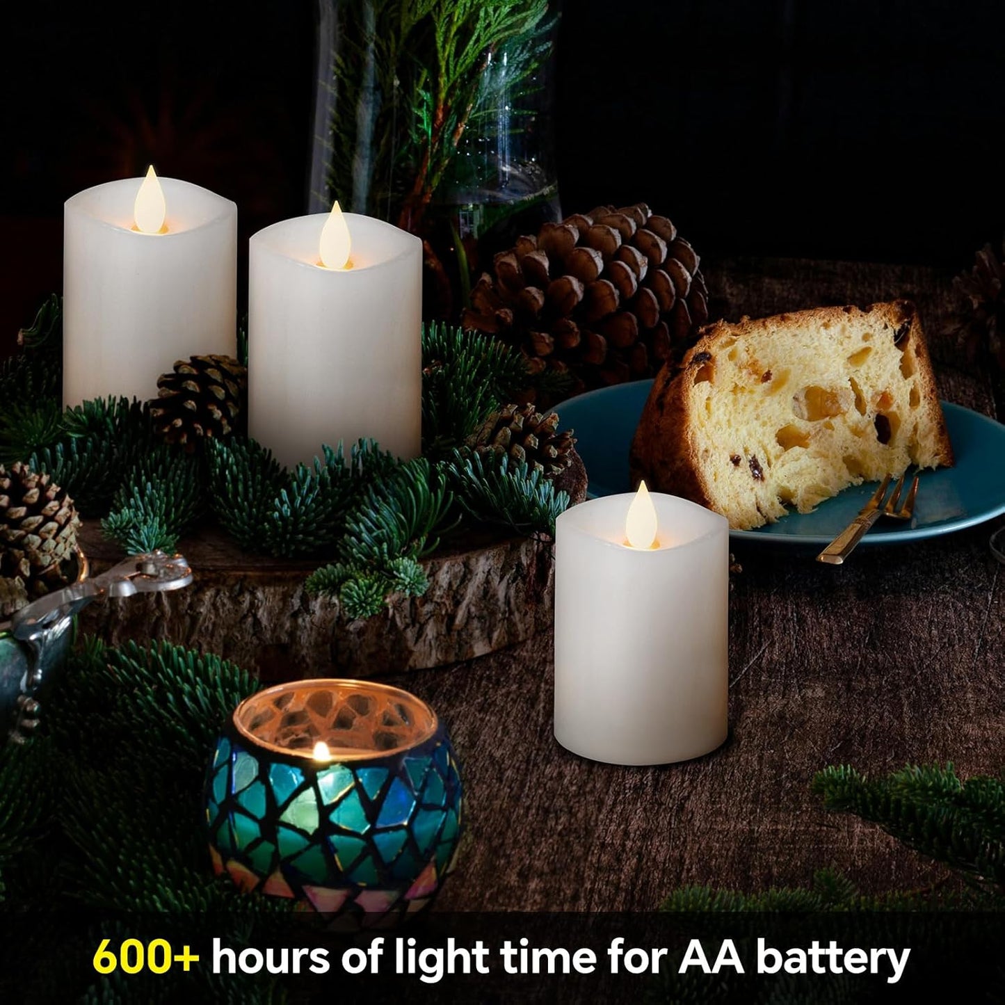 3x4 Flickering Flameless Candles Set of 3,Real Wax Pillar LED Candles,with Timer,4 inch Flameless Candles with Remote,for Party Wedding Holiday Home Decor,Ivory