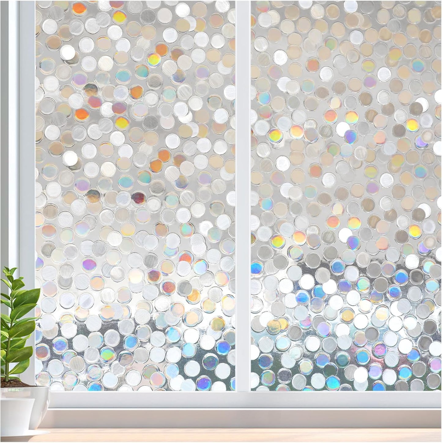 rabbitgoo Window Privacy Film, Frosted Glass Window Clings, Static Cling UV Heat Blocking Door Stickers for Home Bathroom, Removable Indoor Decal Coverings Day and Night, Pure, 17.5 x 78.7 Inches