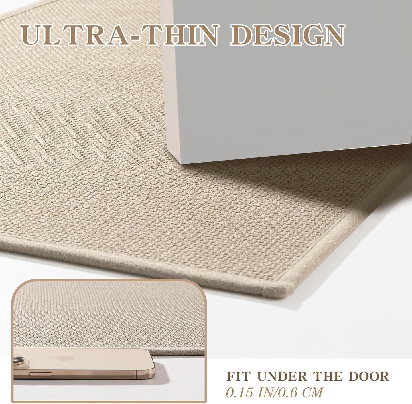 chakme Bathroom Rugs Mat 24x17, Ultra Thin Non Slip Bath Mat Small Quick Dry Absorbent Bath Mat for Bathroom Floor, (Dark Beige, 24"x17")