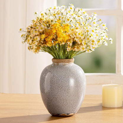 Ceramic Vase Set of 3, Neutral Flower Vases Home Decor, Pottery Rustic Farmhouse Decorative Vases Modern Decor for Table Mantel Entryway Bookshelf Living Room Kitchen Bedroom - Brown
