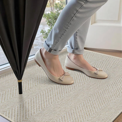 Ultra Thin Indoor Door Mat 24"x36", Washable Door Mat Indoor Entrance, Non Slip Rubber Backing Doormat Low-Profile Inside Entryway Mat, Unique Herringbone Design Entry Mat, Khaki (FOLD)