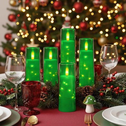 Raycare Flameless Candle with Remote Timer, 3 Flickering Acrylic Battery Operated LED Pillar Candles with Embedded Star String for Christmas, Wedding, Home Table Decor, and as a Gift (Ivory White)
