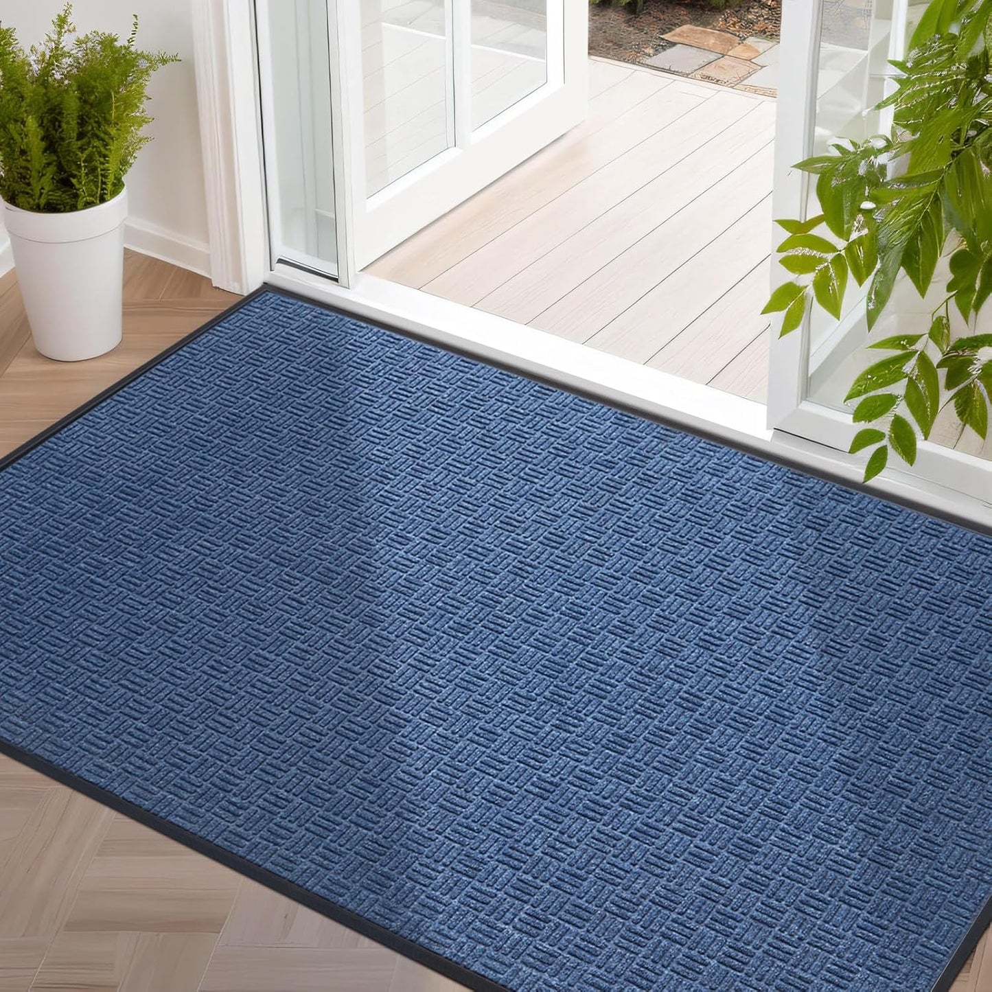 Mibao Front Door Mat, Heavy Duty Durable Welcome Mat for Outdoor Indoor, Dirt Trapper Waterproof Super Absorbent Door Mat for Entryway Outside Patio Porch, 29.5" x 17", Grey