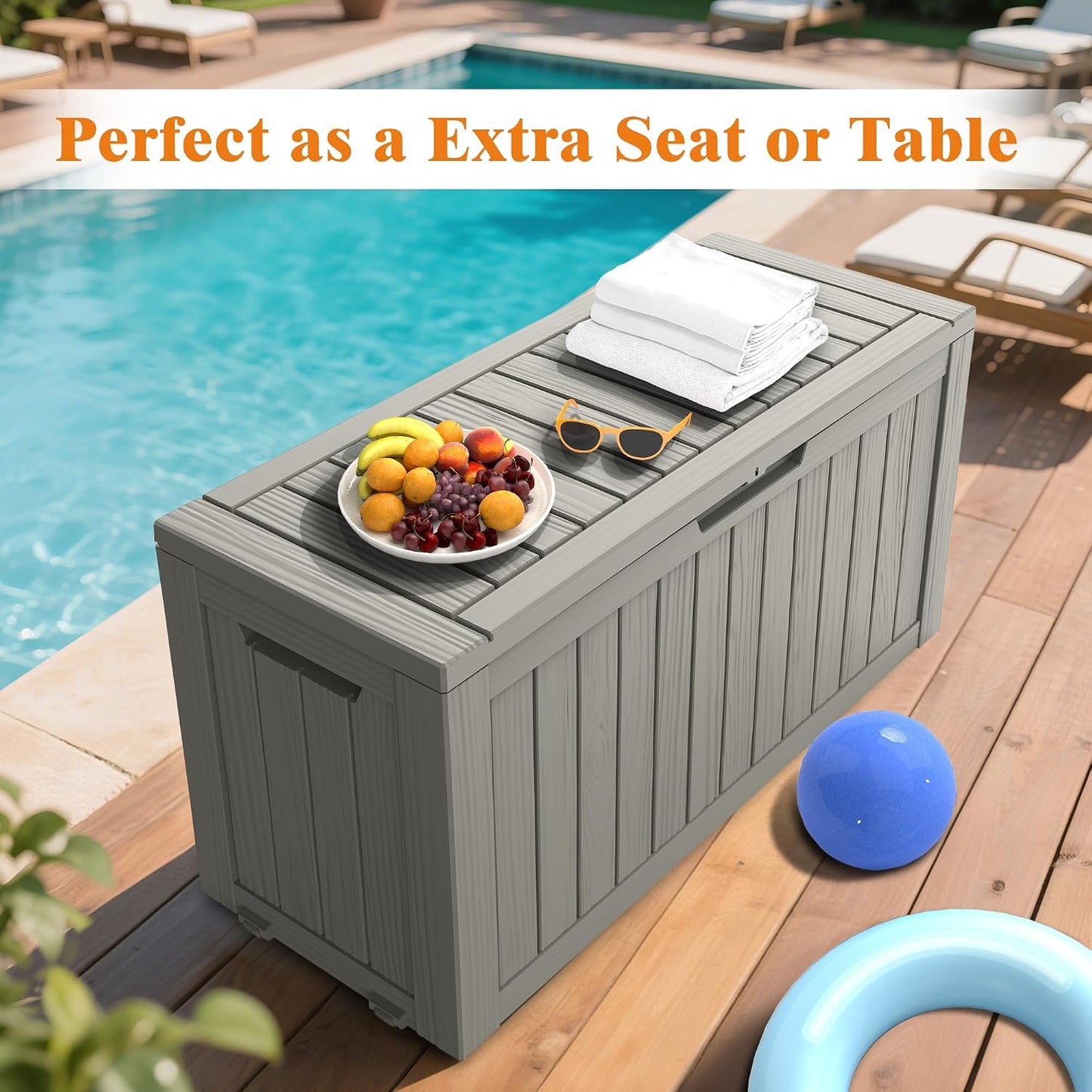 Outdoor Storage Box, 50 Gallon Waterproof Deck Storage Box, Lockable Patio Storage Bins for Package Delivery, Porch, Garden Tool, Cushions, Anti-Theft Weatherproof & UV-Resistant Parcel Drop Box