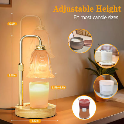 Candle Warmer Lamp with Timer Dimmer, Adjustable Height Pink Tulip Candle Wax Warmer, Christmas Birthday Gift for Mom Women,House Warming Gifts for New Home Bedroom Decor,Flower Pink