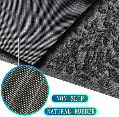 Bulijojo Sturdy Front Entrance Doormats,Durable Heavy Duty Welcome Mat,Thick Absorbent Natural Rubber Non Slip Mat,Easy Clean Entryway Mat 17x30 Inch Leaves Green