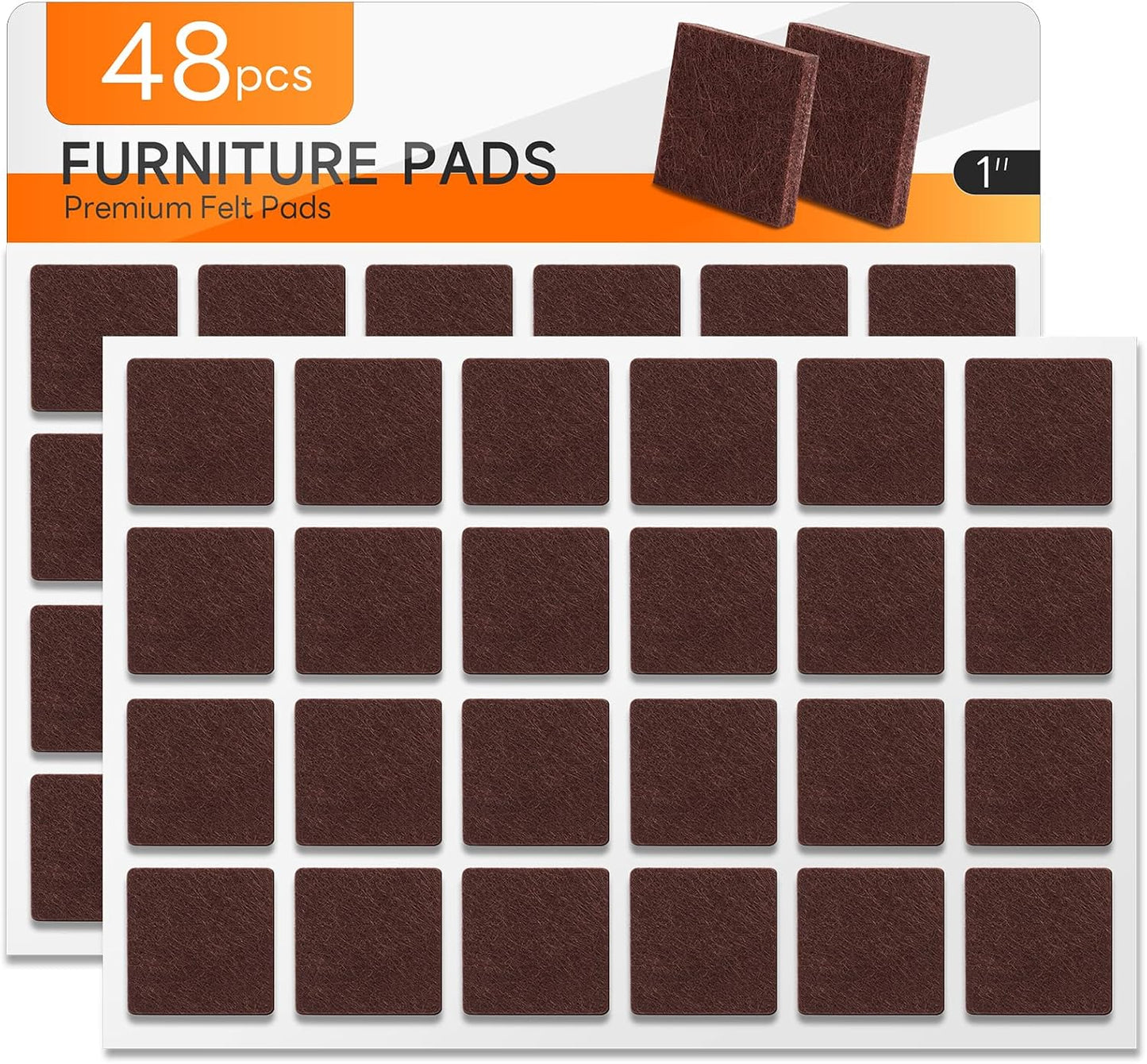 48 PCS Felt Furniture Pads, 1-inch Round Black Chair Felt Pads, Felt Pads for Furniture Feet to Protect The Floor from Scratches,Reduce Noise (Black)