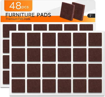 48 PCS Felt Furniture Pads, 1-inch Round Black Chair Felt Pads, Felt Pads for Furniture Feet to Protect The Floor from Scratches,Reduce Noise (Black)