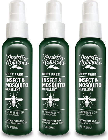 Deet-Free Insect & Mosquito Repellent – Nice Smelling, Pack of 2 (4 oz) | Insect Repellent with Lemongrass Oil Safe for Pets and Kids – Bug Spray Against Mosquitoes, Gnats, Black Flies, and No-See-um