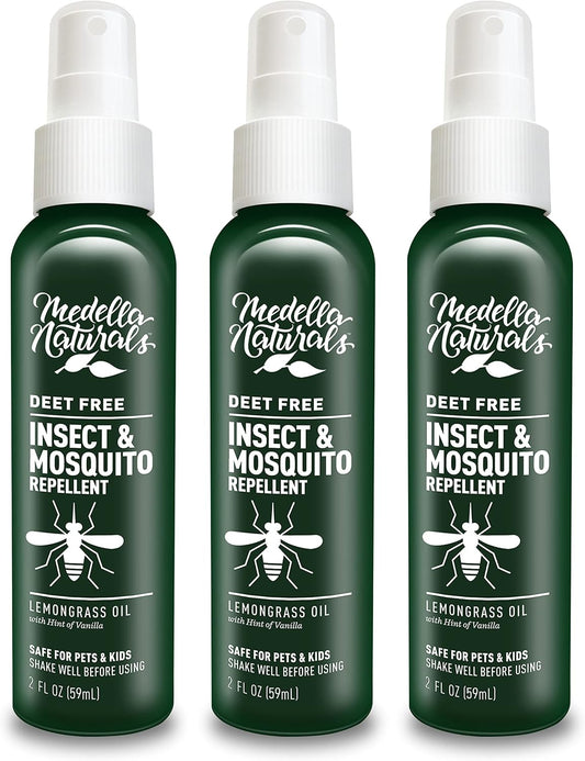 Deet-Free Insect & Mosquito Repellent – Nice Smelling, Pack of 2 (4 oz) | Insect Repellent with Lemongrass Oil Safe for Pets and Kids – Bug Spray Against Mosquitoes, Gnats, Black Flies, and No-See-um