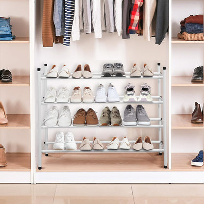 STORAGE MANIAC Expandable Shoe Rack for Closet, 8 Pairs Stackable Small Shoe Rack, Metal Adjustable Shoes Organizer for Entryway, Hallway, Garage, Front Door, Shoes Shelves, Black 2 Tier