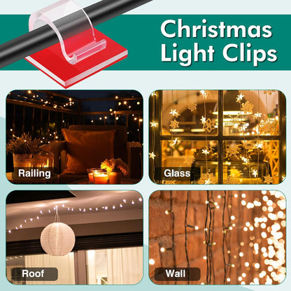 Namalu 240 Pcs Cable Clips Outdoor Wire Clip Adhesive Cable Hook Cord Organizer Holder R Shape Christmas Light Clip for Desk Wall Cable Management String Lights Fairy Light Decoration(White, Medium)
