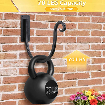 Hose Holder Wall Mount: 8 Inch Metal Heavy-Duty Garden Hose Hanger Outdoor | Hand-forged Hose Rack Mount