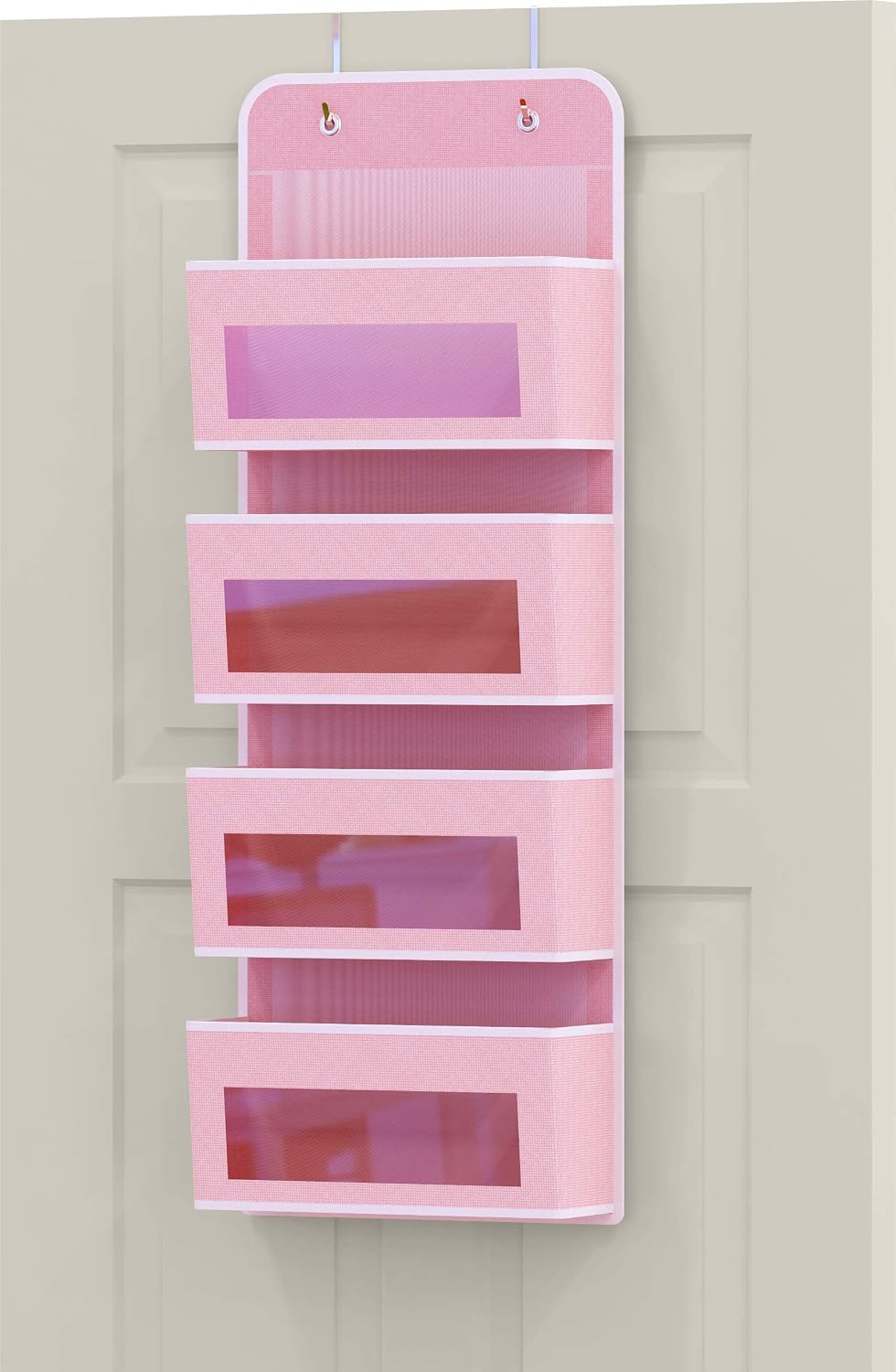 Simple Houseware 6 Clear Window Pocket Over Closet Door Storage Hanging Organizer for Bedroom, Bathroom, Pantry, Beige