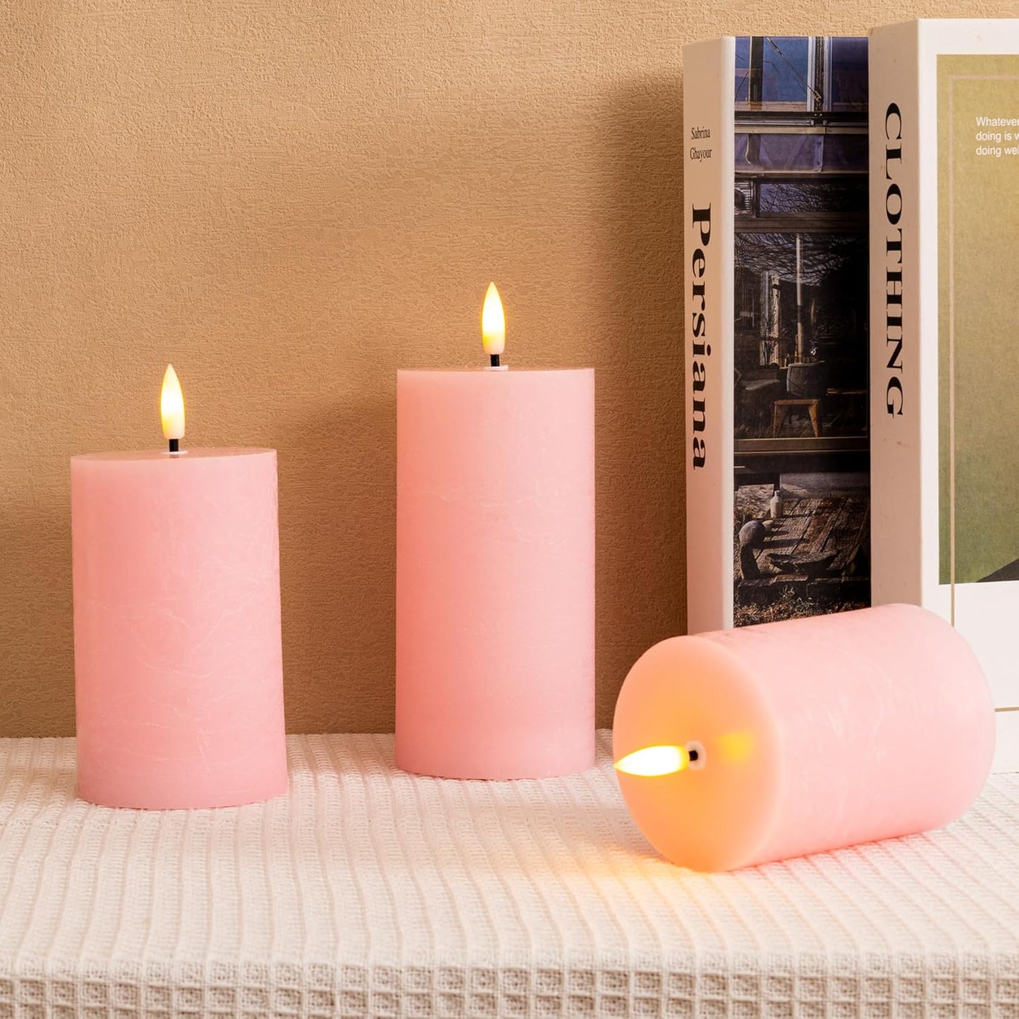 White Flameless Pillar Candles, Battery Operated Wax Candles with Remote, Flat Top Flickering Flameless Candles, LED Candle for Home, Wedding, Party Decor, Set of 3, Φ 3" H 4" 5" 6"
