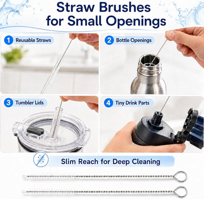 11Pcs Crevice Cleaning Brush Set, Hard Bristle Crevice Cleaning Brush Tool Kit, Thin Brush for Cleaning Tight Spaces, Gaps, Grout, Sink, Bathroom, Kitchen, Window Tracks, Bottles, Straws, with Scraper