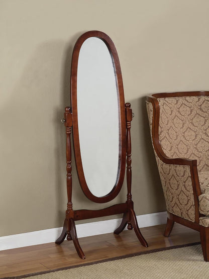 GTU Furniture Swivel Adjustable Full-Length Oval Wood Cheval Stand Floor Mirror(Pink)