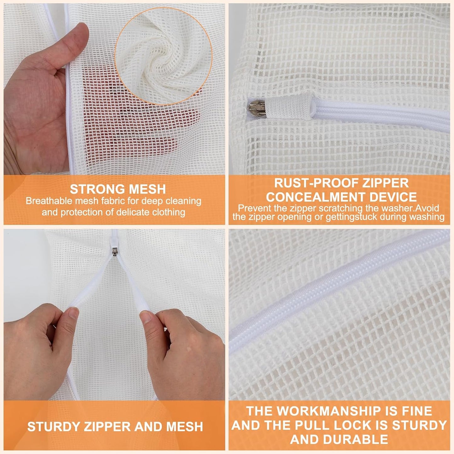 4-Piece Pink Medium Durable Organic Cotton Mesh Laundry Bags with Sturdy Zippers and Breathable Mesh are Delicate Laundry Bags for Underwear, Clothes, Pants and Socks