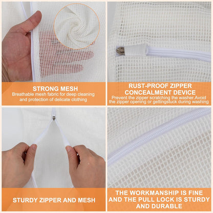 4-Piece Pink Medium Durable Organic Cotton Mesh Laundry Bags with Sturdy Zippers and Breathable Mesh are Delicate Laundry Bags for Underwear, Clothes, Pants and Socks