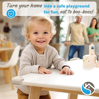 8-Pack Baby Proof Corner Protectors, Clear Furniture Safety Bumpers, Soft Rubber Foam Cushion Guards with Pre-Applied Adhesive, Child Proofing Pads for Tables, Cabinets, Desks, Glass Surfaces